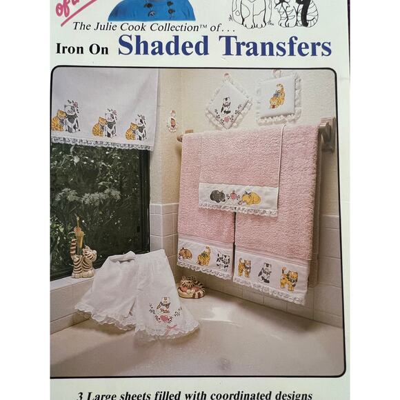 iron on transfers cartoon cats julie cook 1990s - Picture 2 of 5